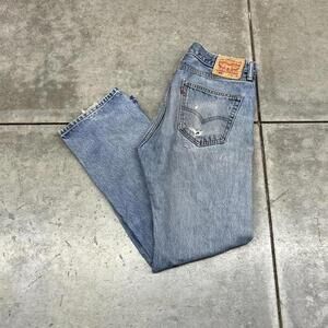vintage levis 505 straight leg faded blue jeans size 34 x 30